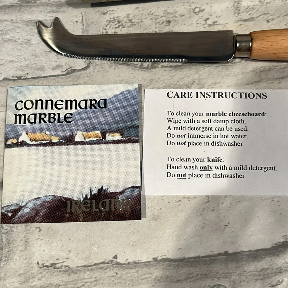 Connemara Marble cheeseboard with knife Irish green marble quality craftsmanship - Picture 4 of 9